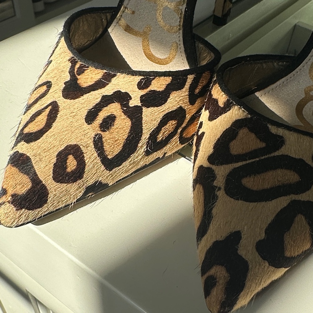 Sam Edelman Leopard Print D'Orsay Pointed Pumps - Tan & Black - Picture 4 of 4